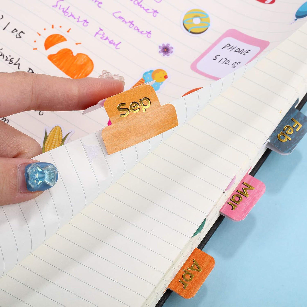 Outus 24 Pcs Monthly Tabs for Planners, Colorful Adhesive Planner Stickers