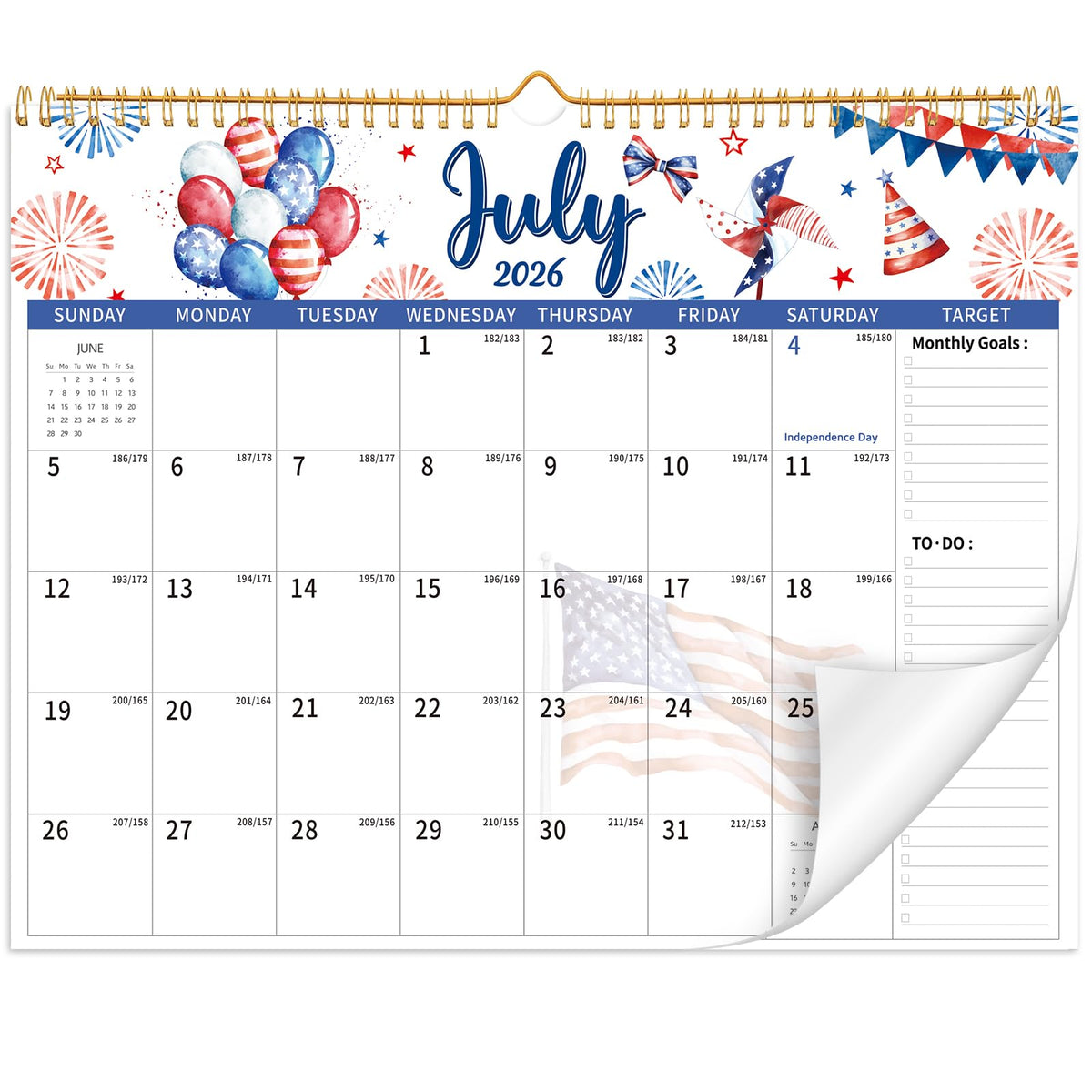 2026-2027 Wall Calendar, 14.5" x 11.8" 18 Month Green Leaves
