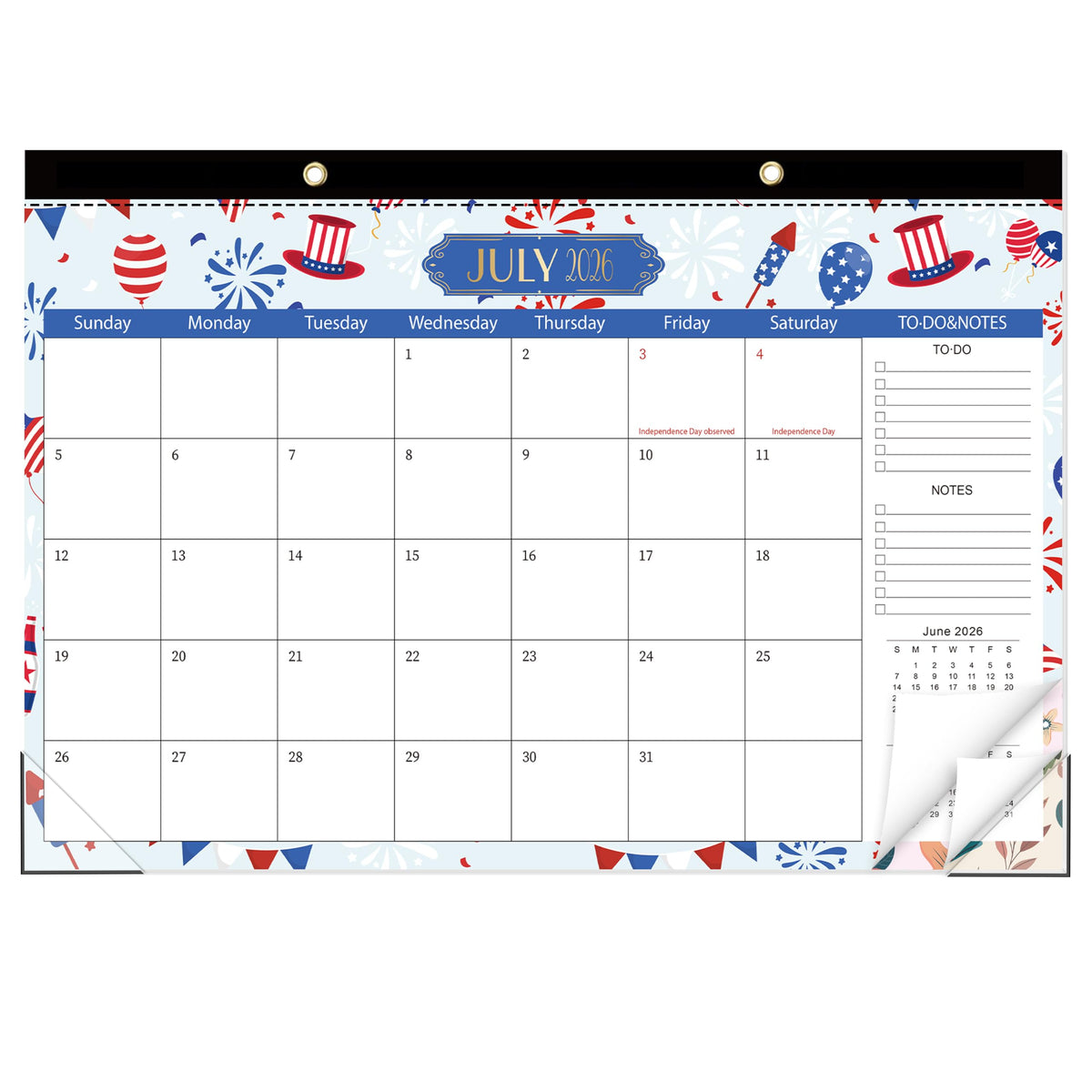 GuassLee Desk Calendar 2026-2027, Jun 2026-Dec 2027, 17"x11.5"
