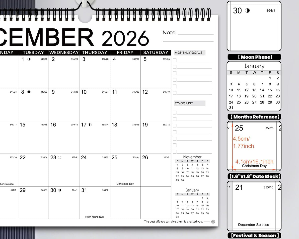 AECCN Wall Calendar 2026-2027, Jul 2026-Dec 2027, 14.4'' x 11.4''