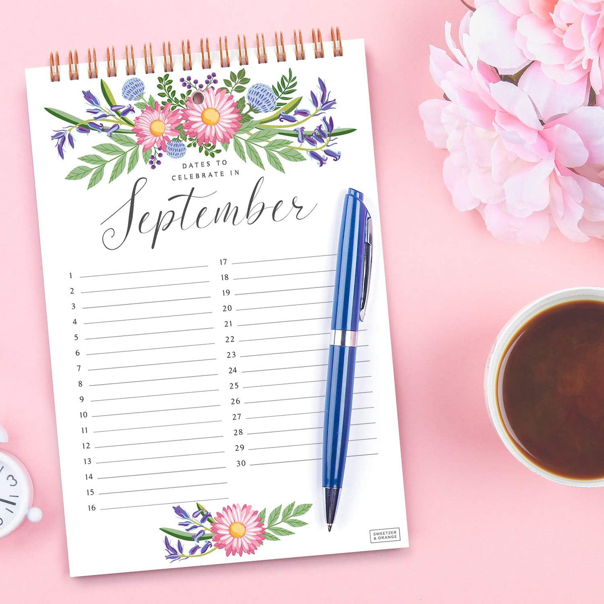 S&O Perpetual Calendar. 12 Month Office or Family Wall Timetable. 6x9” Floral Flip Scheduler Design. Timeless Birthday Calendar Wall Hanging, Anniversary Chart and Monthly Planner