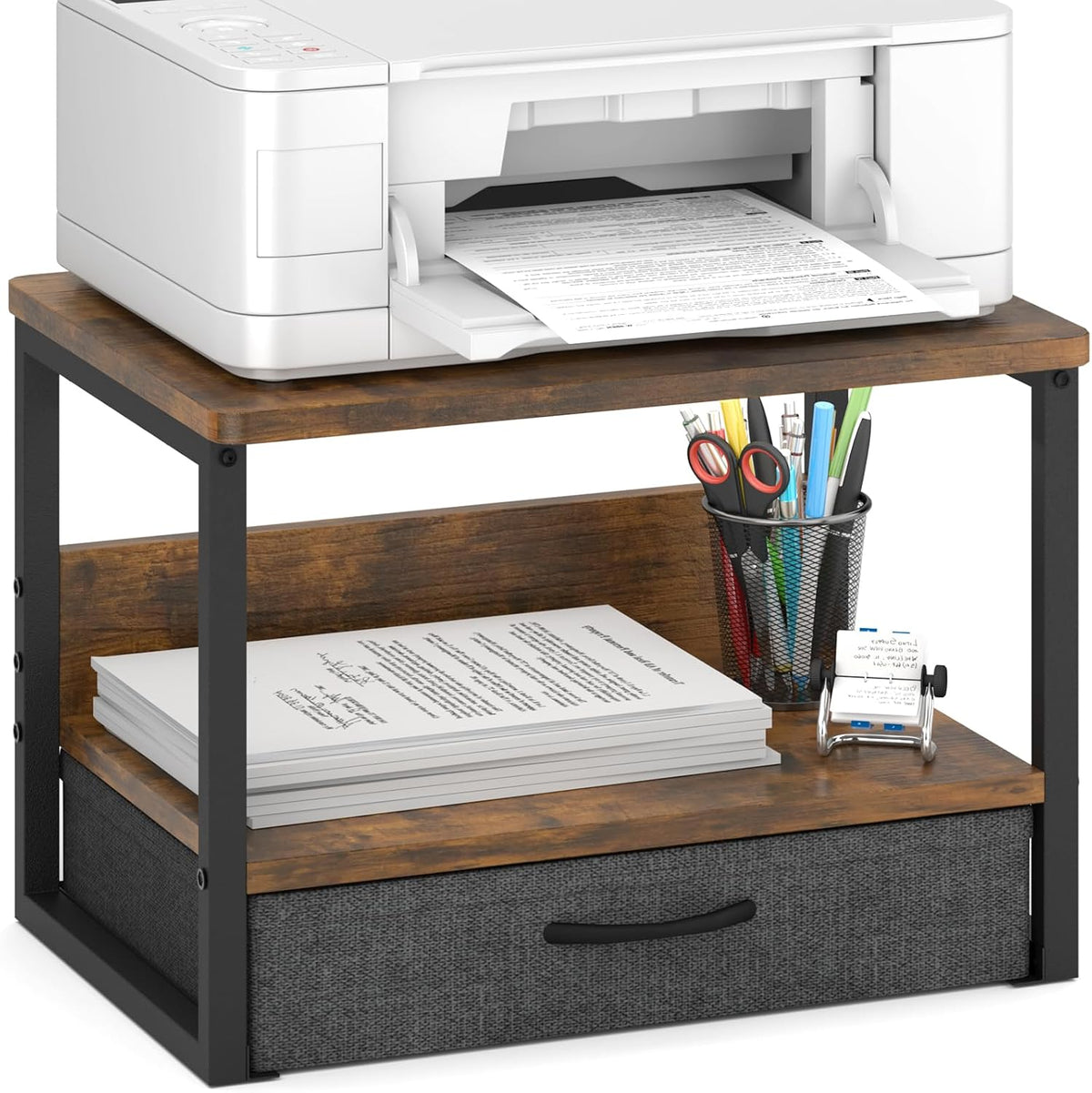 MARTY Desktop Printer Stand with Storage Drawer, Printer Riser for Desk