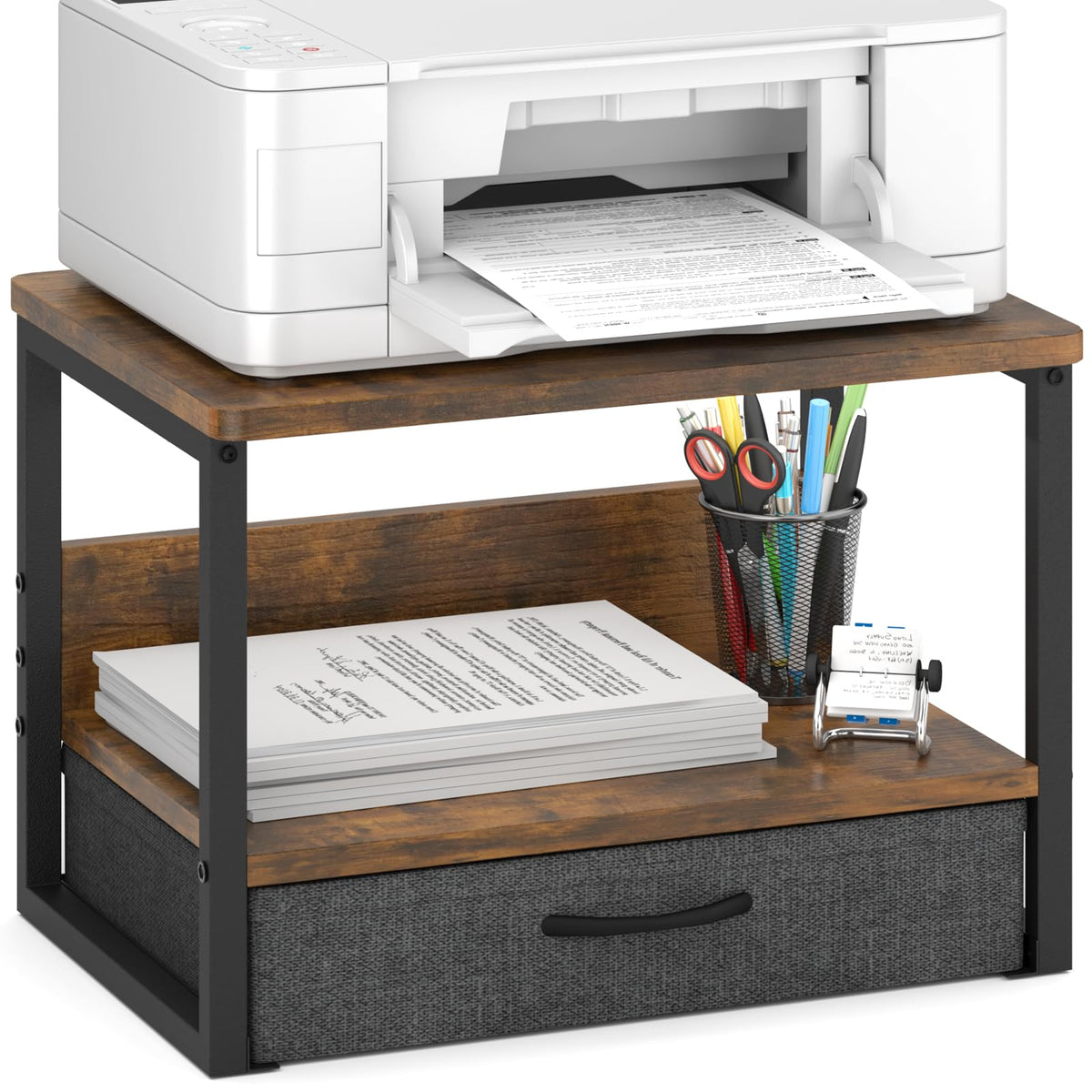 MARTY Desktop Printer Stand with Storage Drawer, Printer Riser for Desk