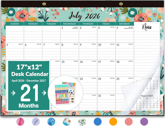 Forvencer Desk Calendar 2026-2027, 21 Months Calendar Apr 2026 to Dec 2027