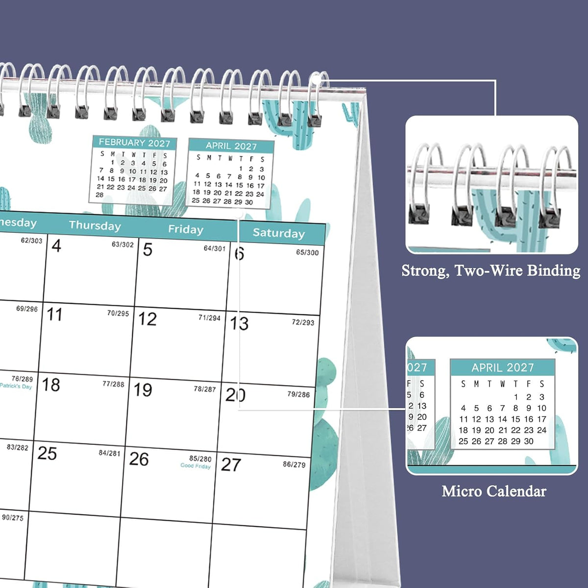 Desk Calendar 2026-2027, Monthly Desktop Calendar(Oct. 2026 - Dec. 2027)