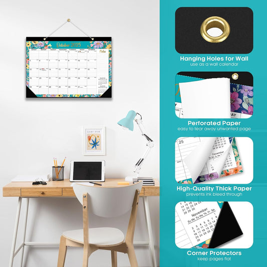 Taja Desk Calendar 2025-2026, Runs from Oct 2025 - Jun 2027, 17" x 12"