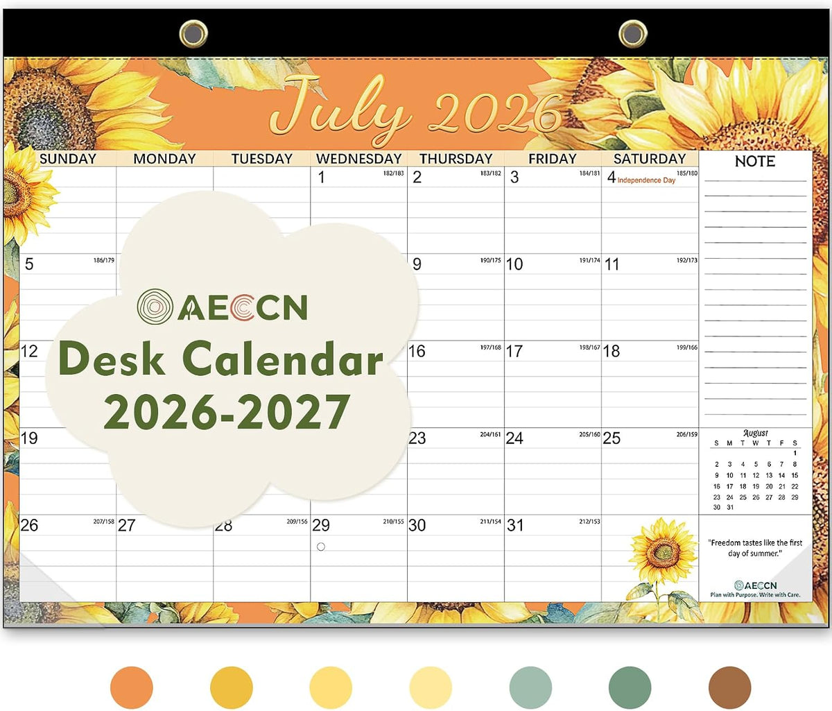 AECCN Desk Calendar 2026-2027, Jul 2026-Dec 2027, 17" x 11.4"