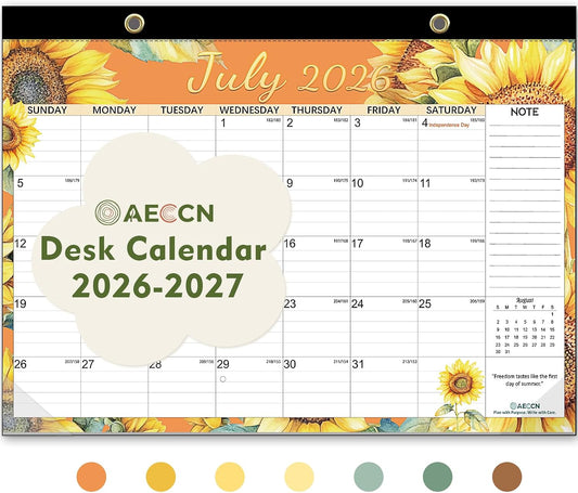 AECCN Desk Calendar 2026-2027, Jul 2026-Dec 2027, 17" x 11.4"