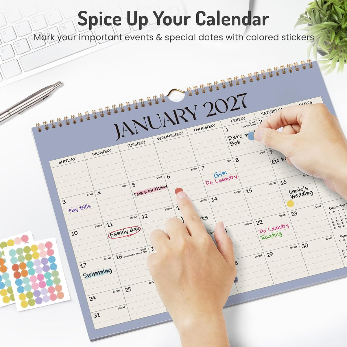 Forvencer 2027 Wall Calendar, 21-Month (Oct 2026 - Jun 2028), 14.7" x 11.5"