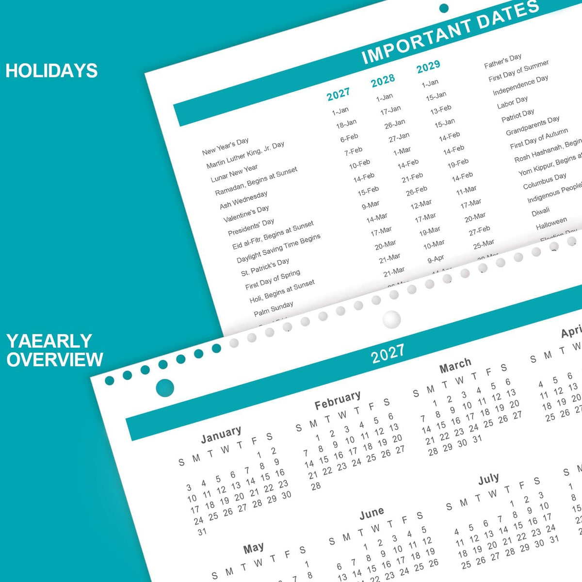 2027 Wall Calendar - 2 Pack Monthly Wall and Desk Calendars, 11"x 8.5"