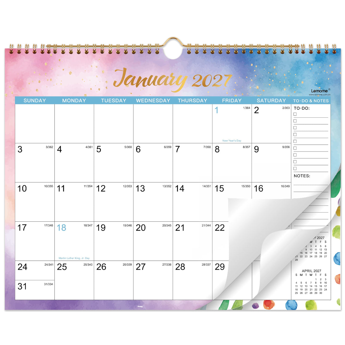 Calendar 2027, 12 Months from January 2027 to December 2027