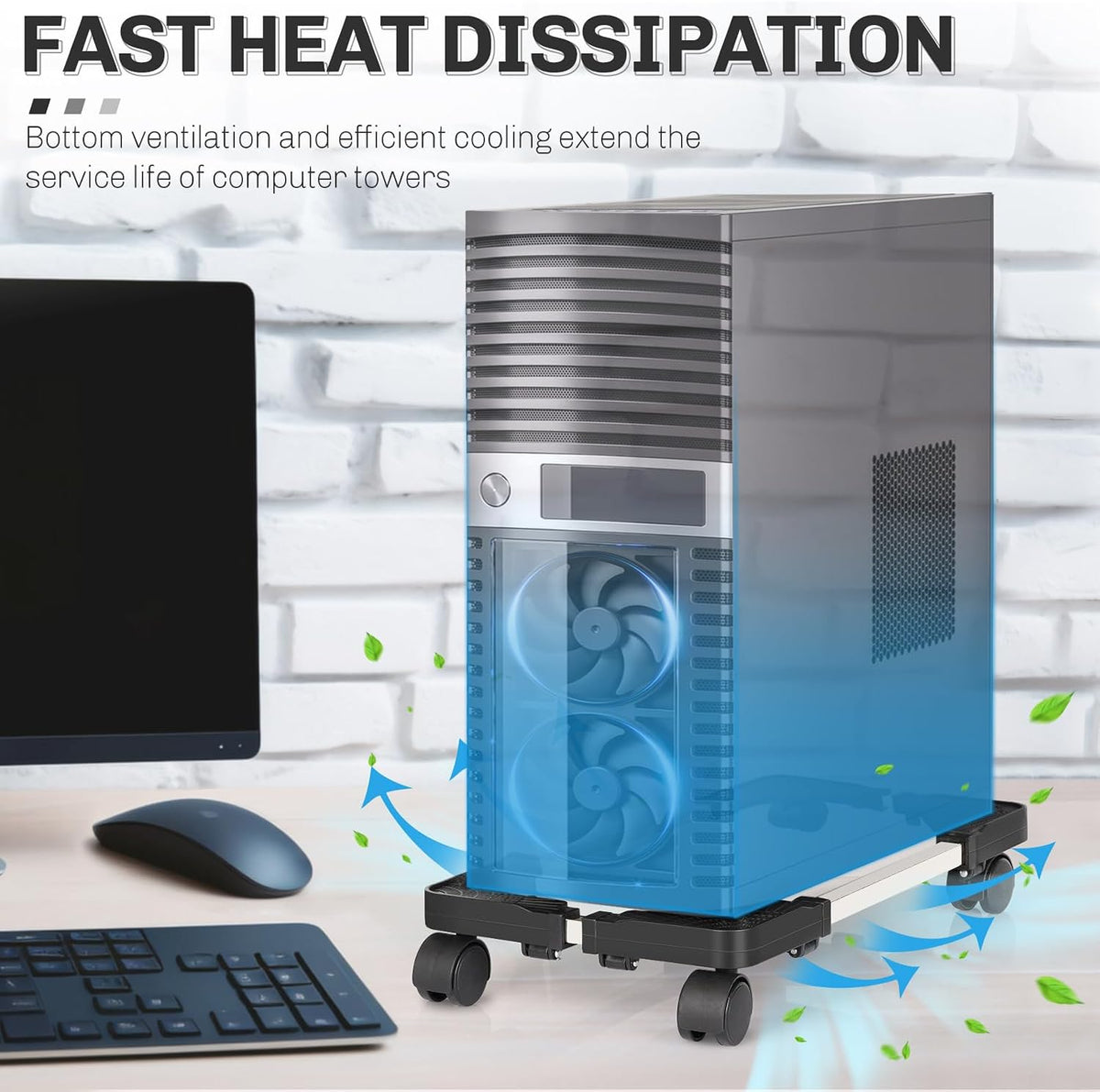 Liitrton Mobile CPU Stand Adjustable Computer Tower Stand Fits Most PC