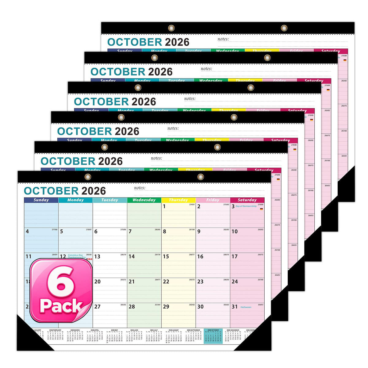 Desk Calendar 2026-2027, 18 Months, Jul 2026-Dec 2027, 17x12 Inch, Navy