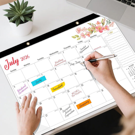 Tcamp Desk Calendar 2026-2027, Jul 2026-Dec 2027, 18-Month, 17" x 12" Large