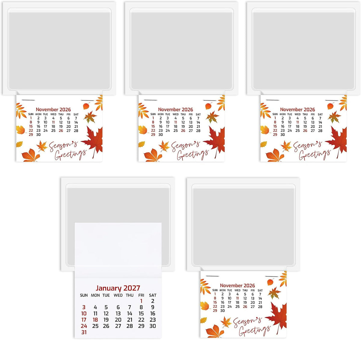 Glenmal 5 Pcs 2027 Peel and Stick Calendar 2-in-1 Car Wall Calendar