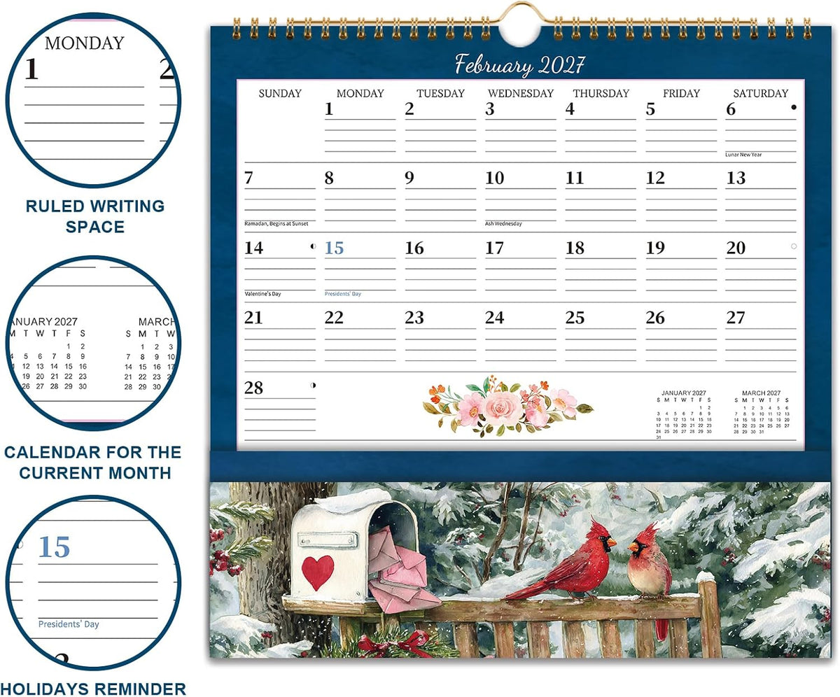 Calendar 2026-2027 - Sep. 2026 to Dec. 2027, Wall Calendar with Pocket