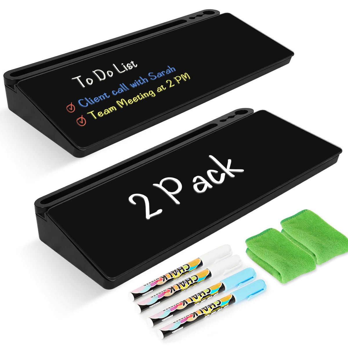 Desktop Glass Whiteboard with Storage, Desk Dry Erase White Board Black