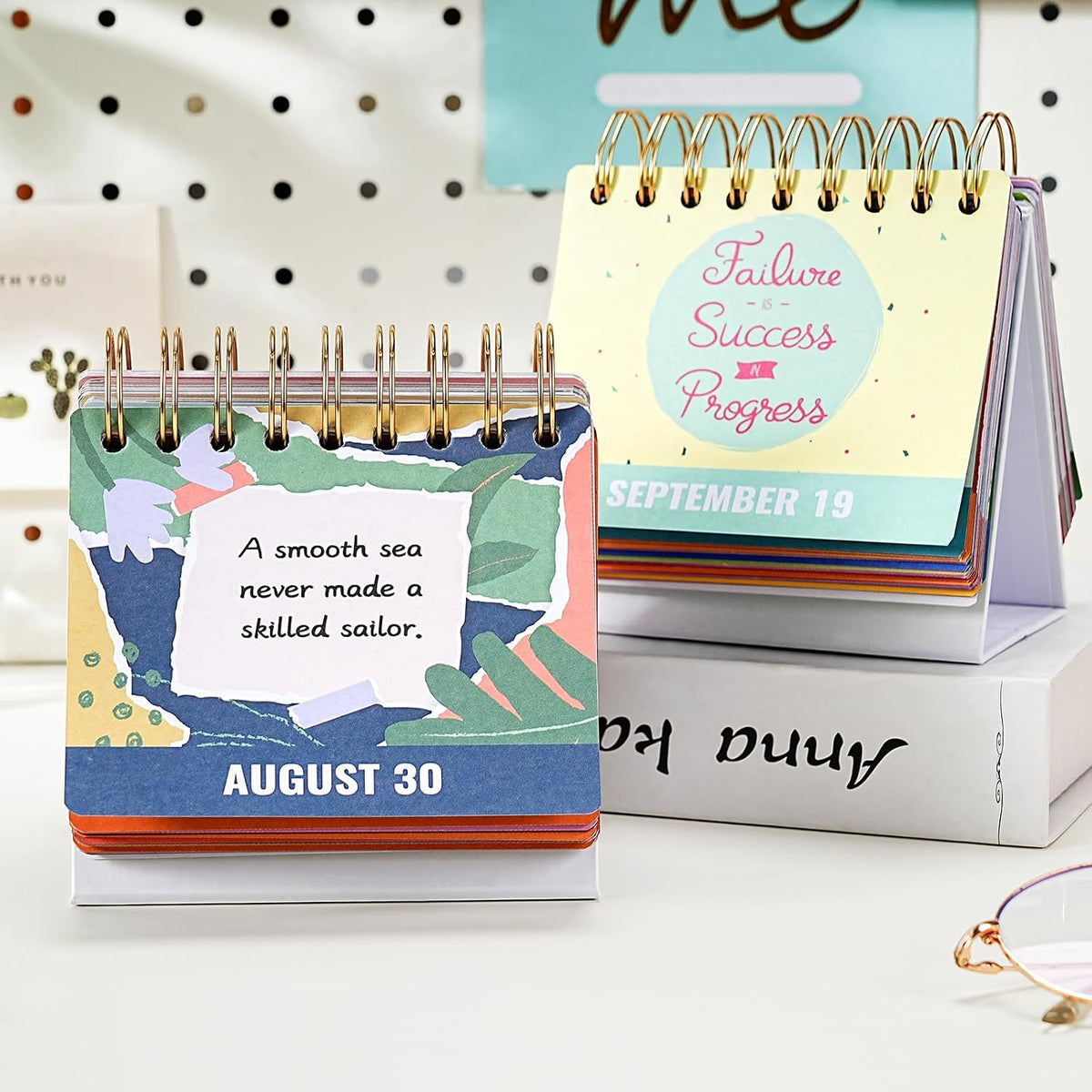 Motivational Daily Calendar - Undated Perpetual Desk Calendar, 5.0"x 4.9"