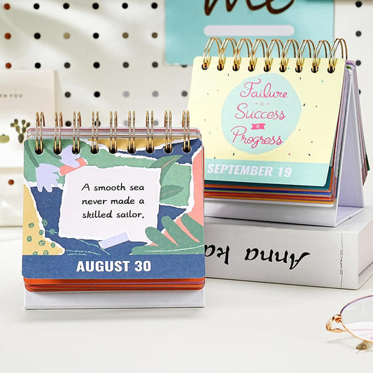 Motivational Daily Calendar - Undated Perpetual Desk Calendar, 5.0"x 4.9"