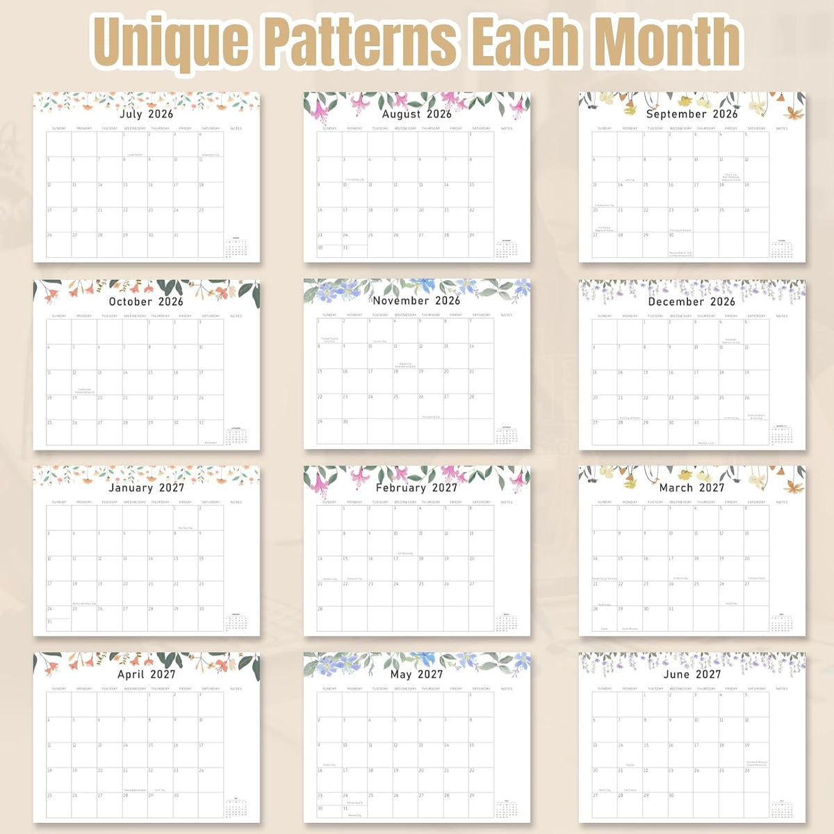 Desk Calendar 2026-2027 with Desktop Mat,22x17'' Large Desktop Pad Calendar