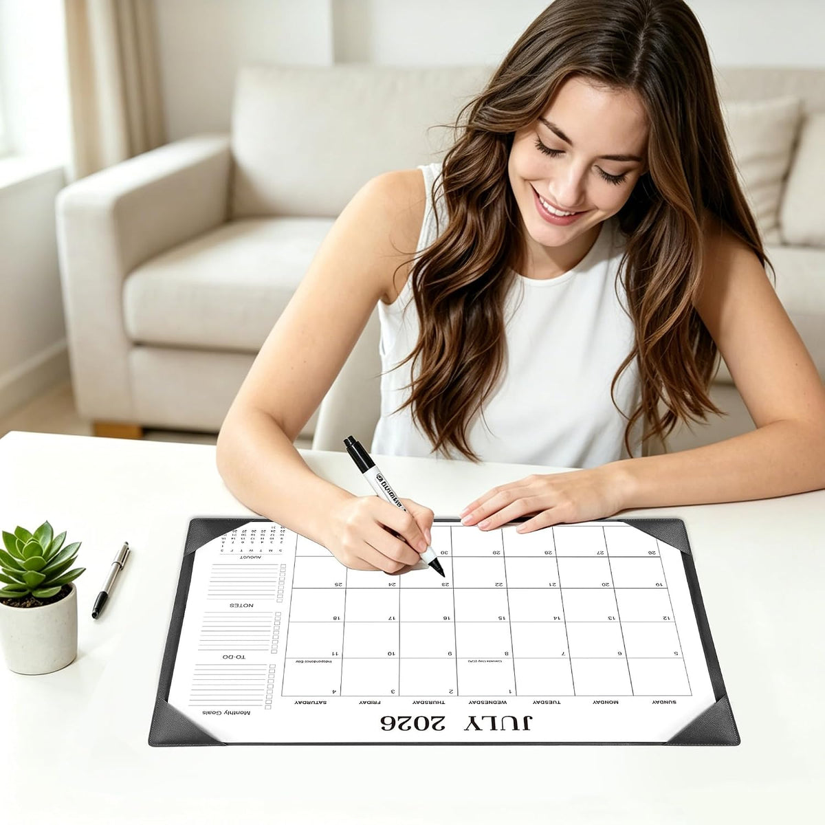 Desk Calendar 2026-2027 with Desk Mat – 17" x 12" Desk Pad Calendar Runs from July 2026 to December 2027, Office Supplies Desktop Monthly Calendar for Home & Office