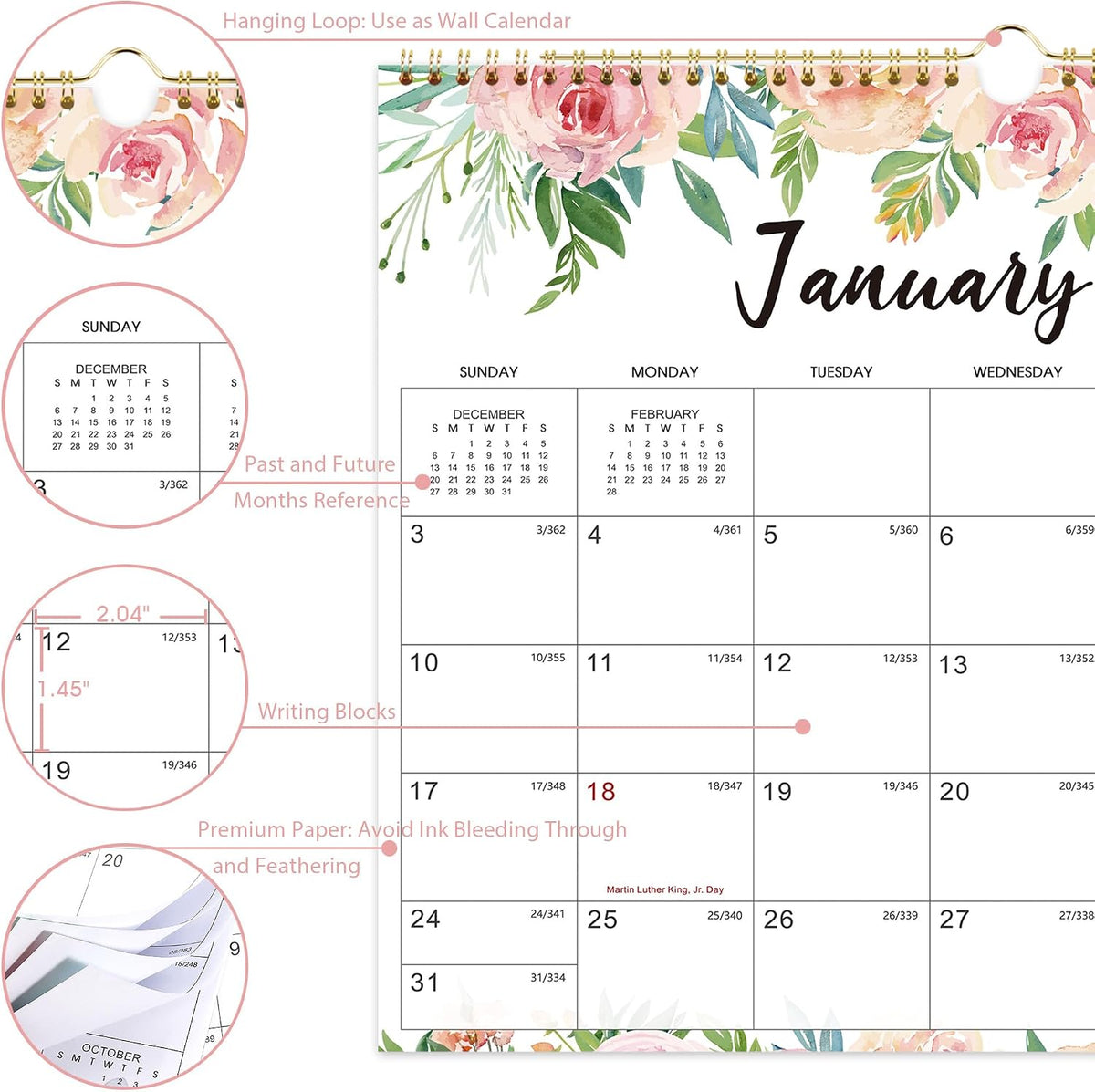 2027 Wall Calendar 12 Months Jan. 2027 - Dec. 2027, 14.6'' x 11.4''