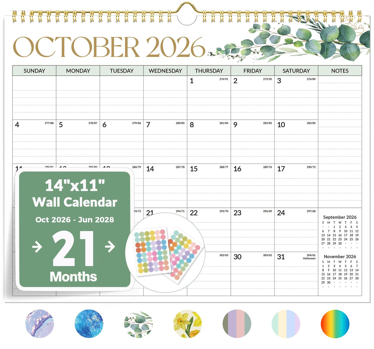 Forvencer 2027 Wall Calendar, 21-Month (Oct 2026 - Jun 2028), 14.7" x 11.5"