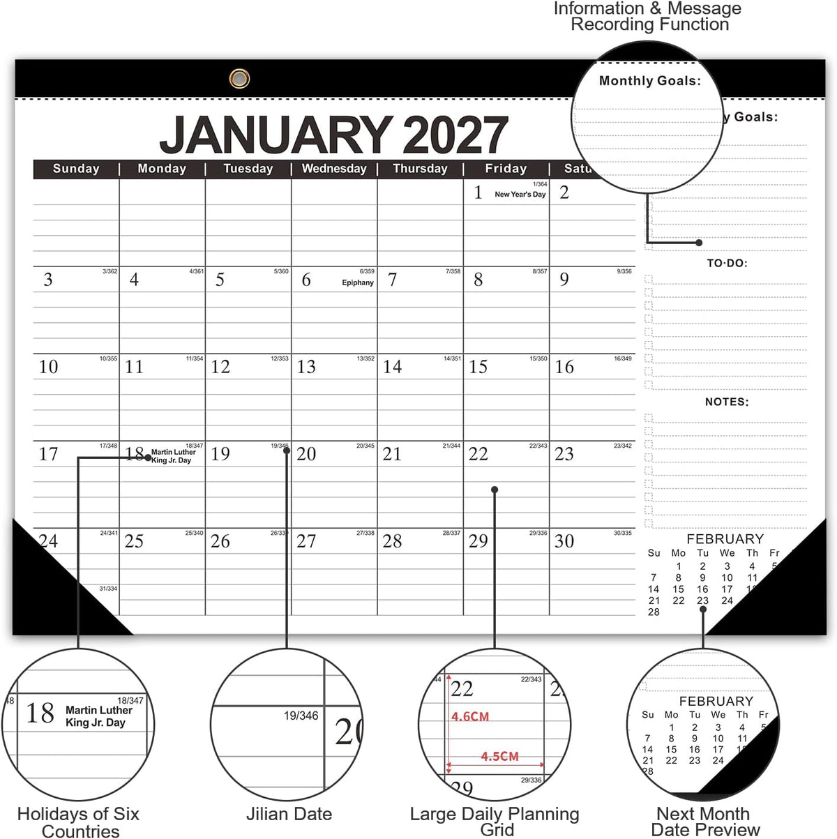Kyweel 2026-2027 Desk Calendar, 12 Month Desk Calendar/Wall Calendar Combo, 17" x 12", July 2026-June 2027, Highlight Holidays, Planning Calendar, Thick Paper