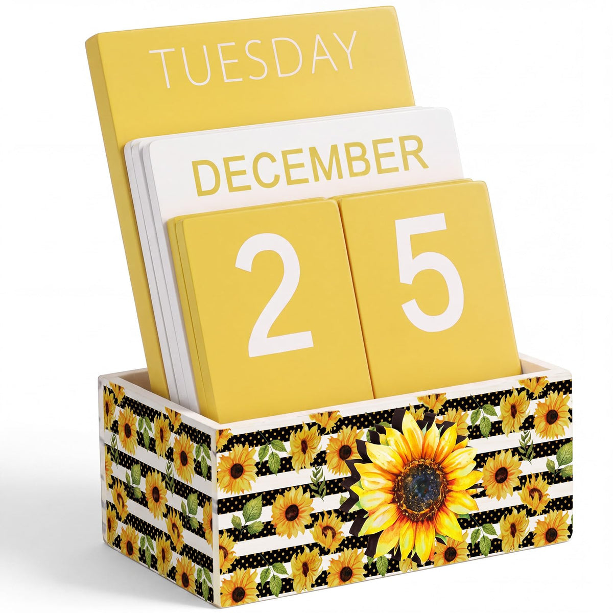 AceOrbit Wildflower Wood Block Perpetual Calendar Coquette Desk Decor