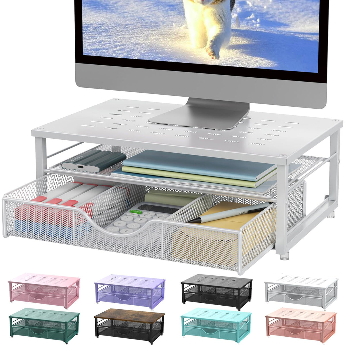 Computer Monitor Stand Riser with Drawer
