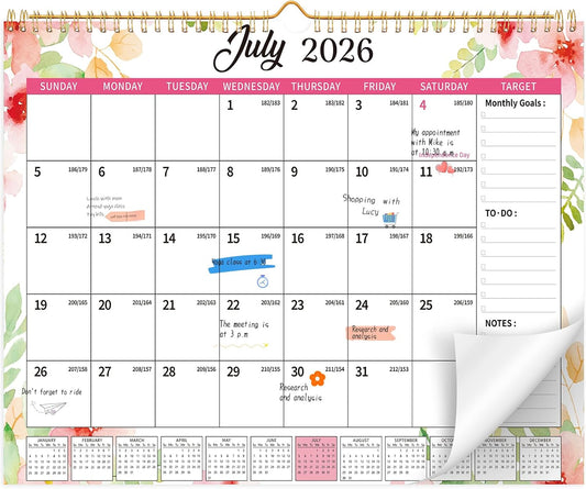 2026-2027 Wall Calendar, 14.5" x 11.8" 18 Month Green Leaves