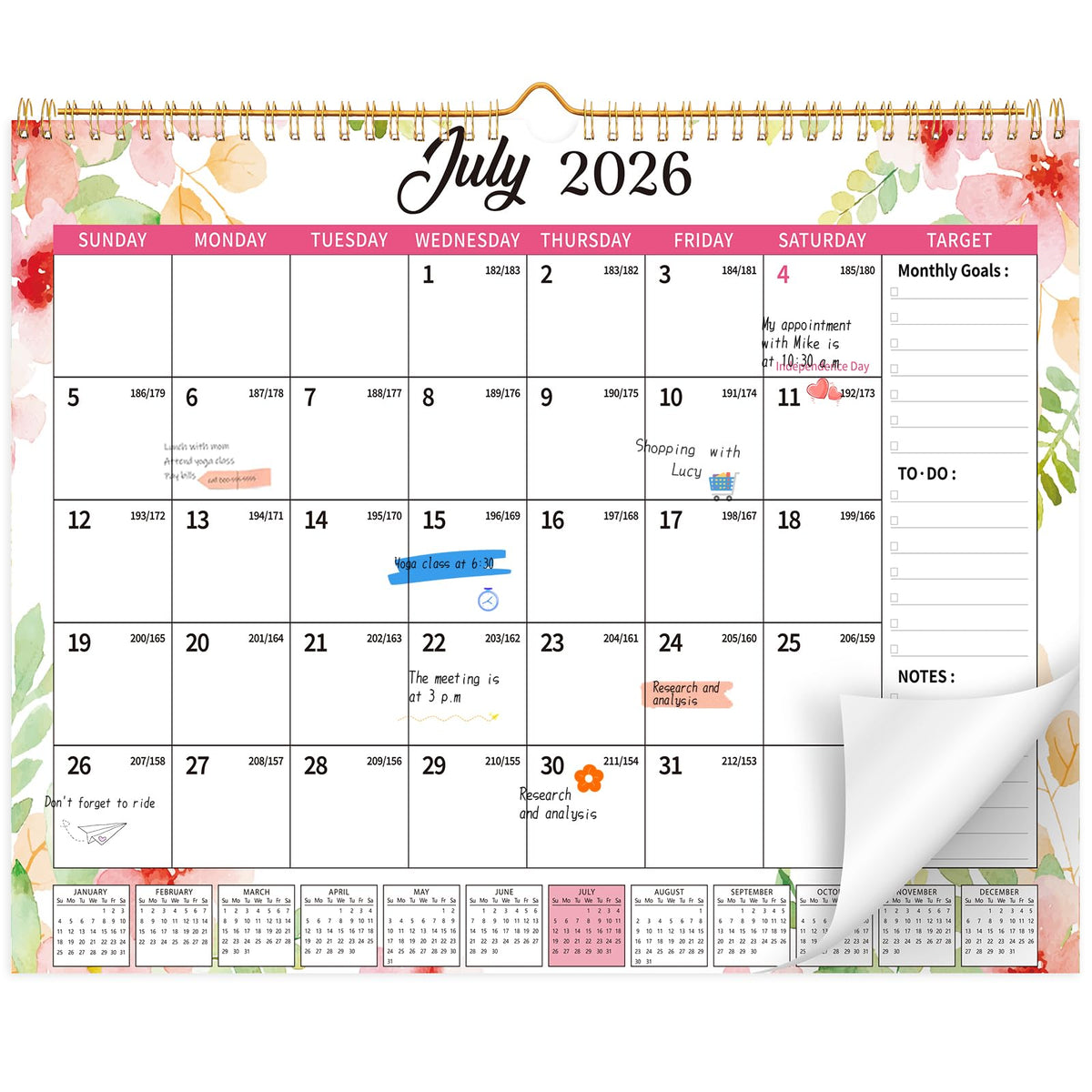 2026-2027 Wall Calendar, 14.5" x 11.8" 18 Month Green Leaves