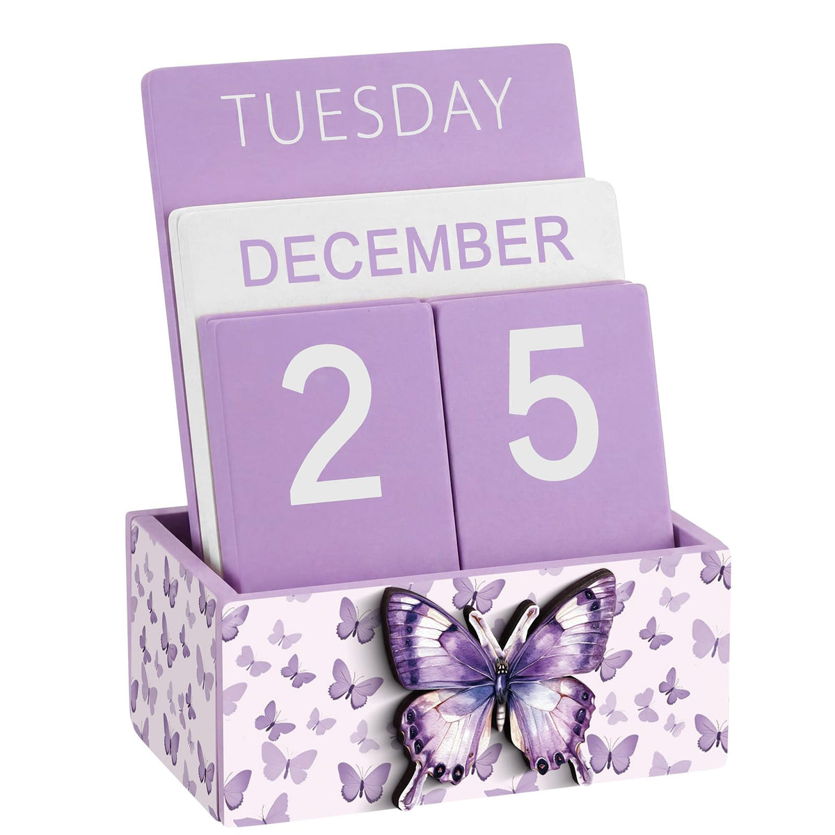 AceOrbit Wildflower Wood Block Perpetual Calendar Coquette Desk Decor