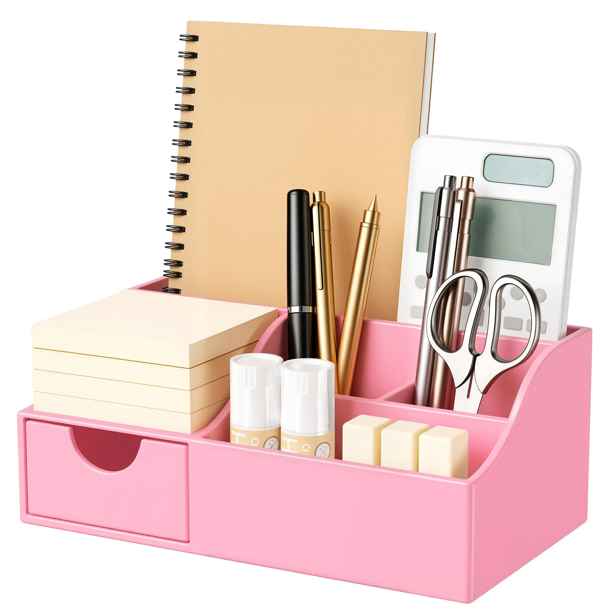 HBlife Acrylic Desk Organizer with Drawer, Pen & Pencil Holder, Multifunctional Desktop Caddy for Office Supply and Organization (Clear)