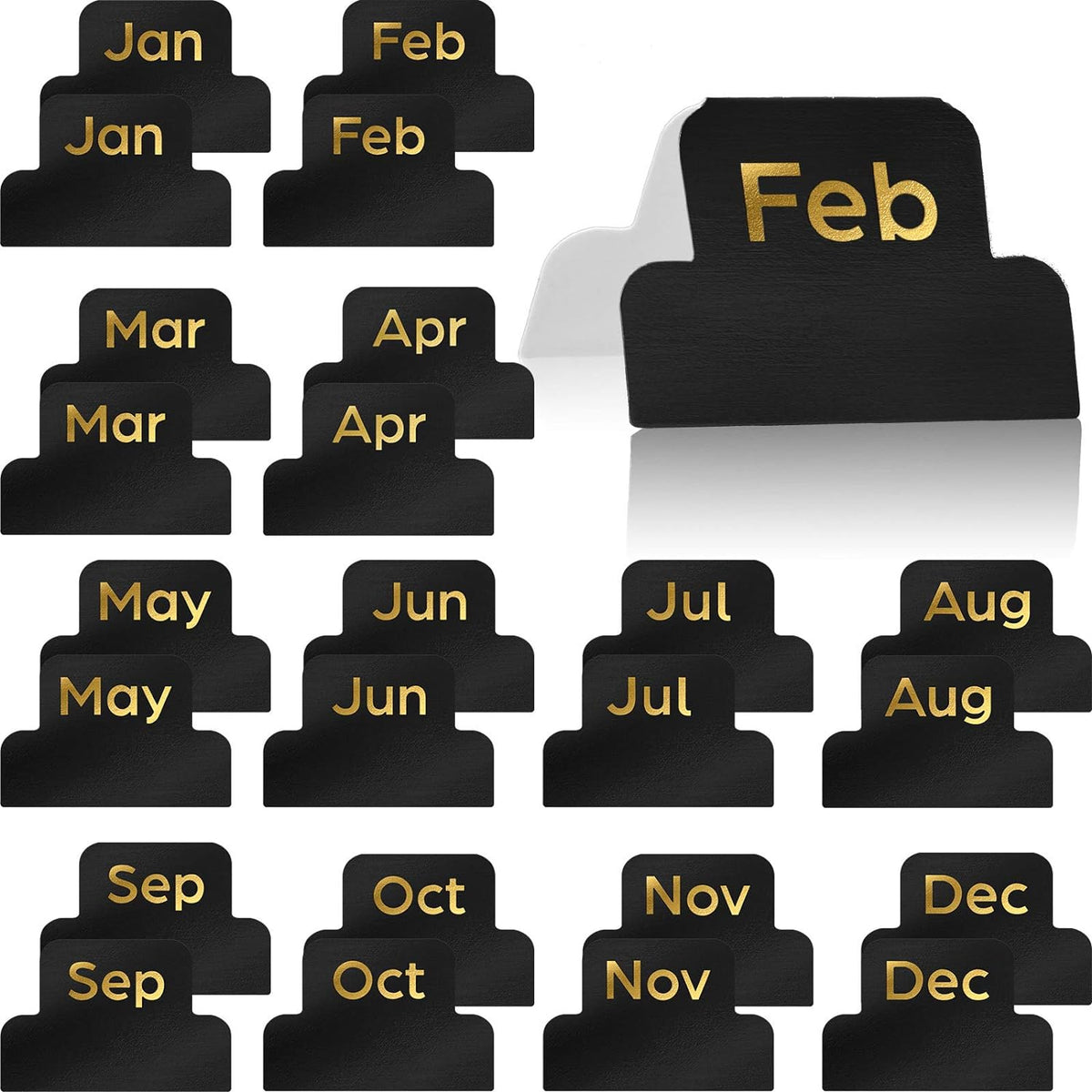 Outus 24 Pcs Monthly Adhesive Tabs for Planner, Black