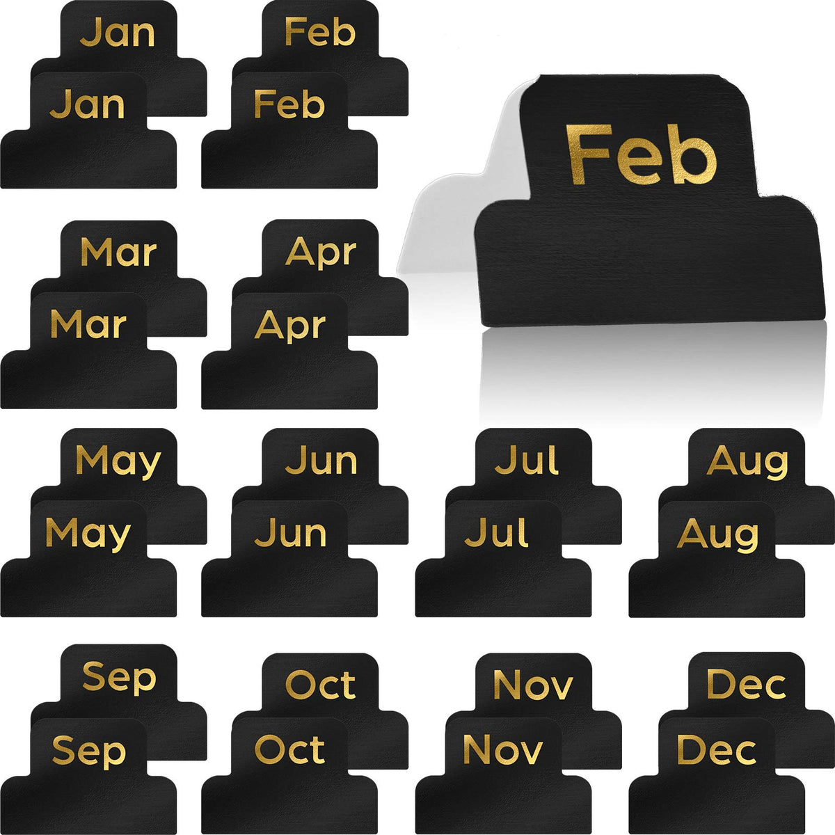 Outus 24 Pcs Monthly Adhesive Tabs for Planner, Black