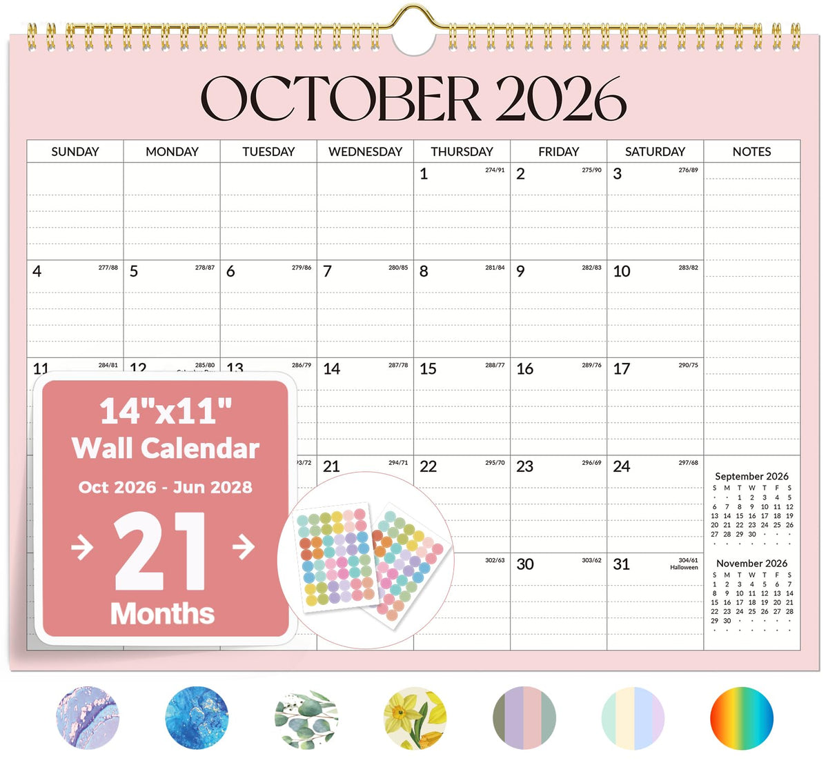 Forvencer 2027 Wall Calendar, 21-Month (Oct 2026 - Jun 2028), 14.7" x 11.5"