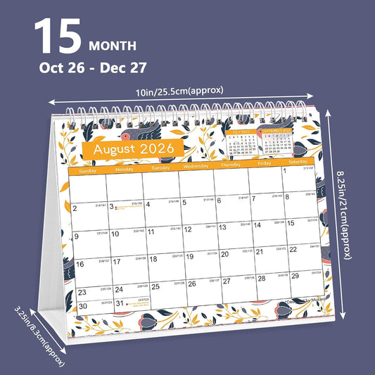 Desk Calendar 2026-2027, Monthly Desktop Calendar(Oct. 2026 - Dec. 2027)