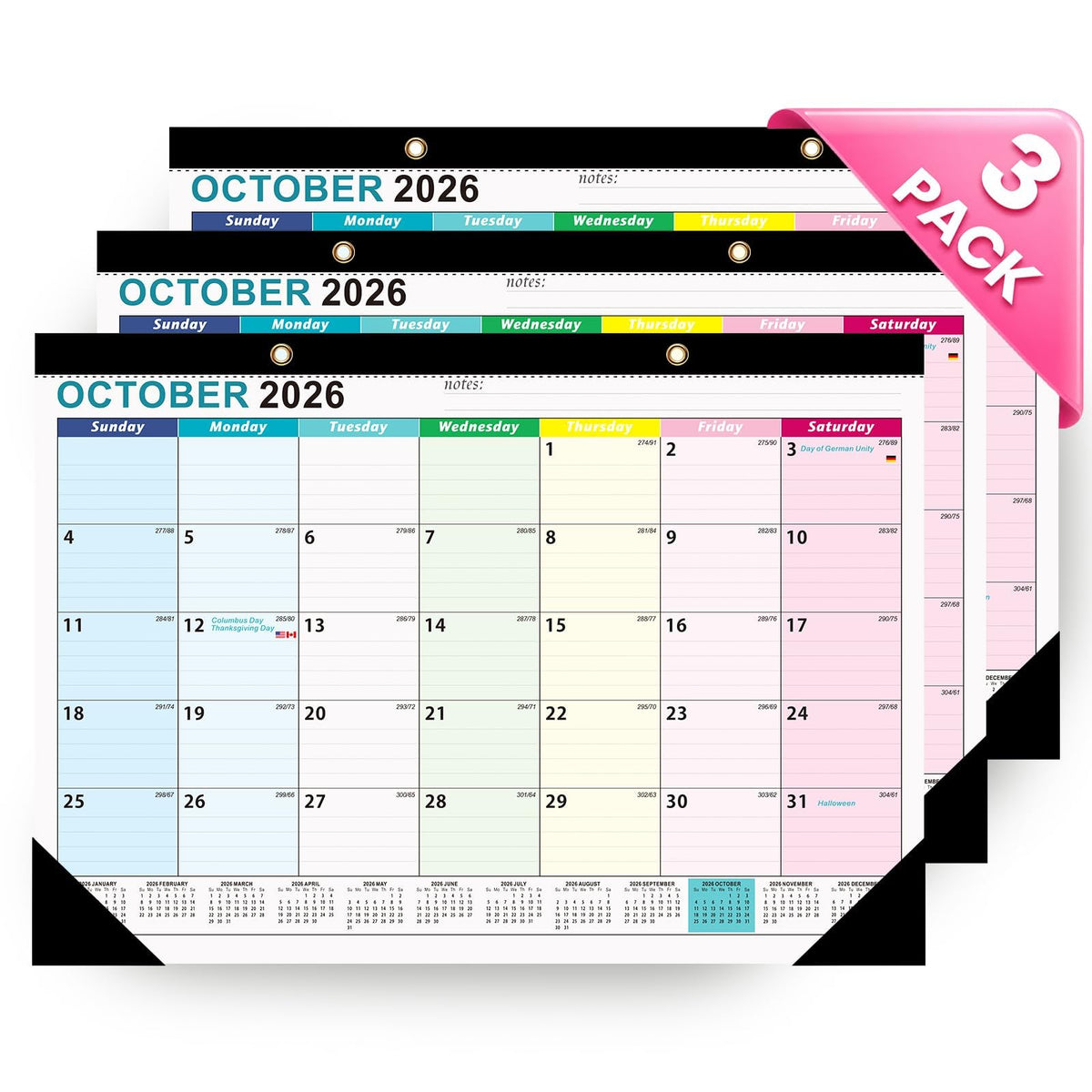 Desk Calendar 2026-2027, 18 Months, Jul 2026-Dec 2027, 17x12 Inch, Navy