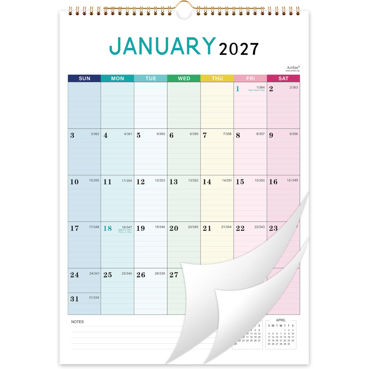 2027 Calendar - 2027 Wall Calendar, Jan 2027 - Dec 2027, 15" x 11.5"