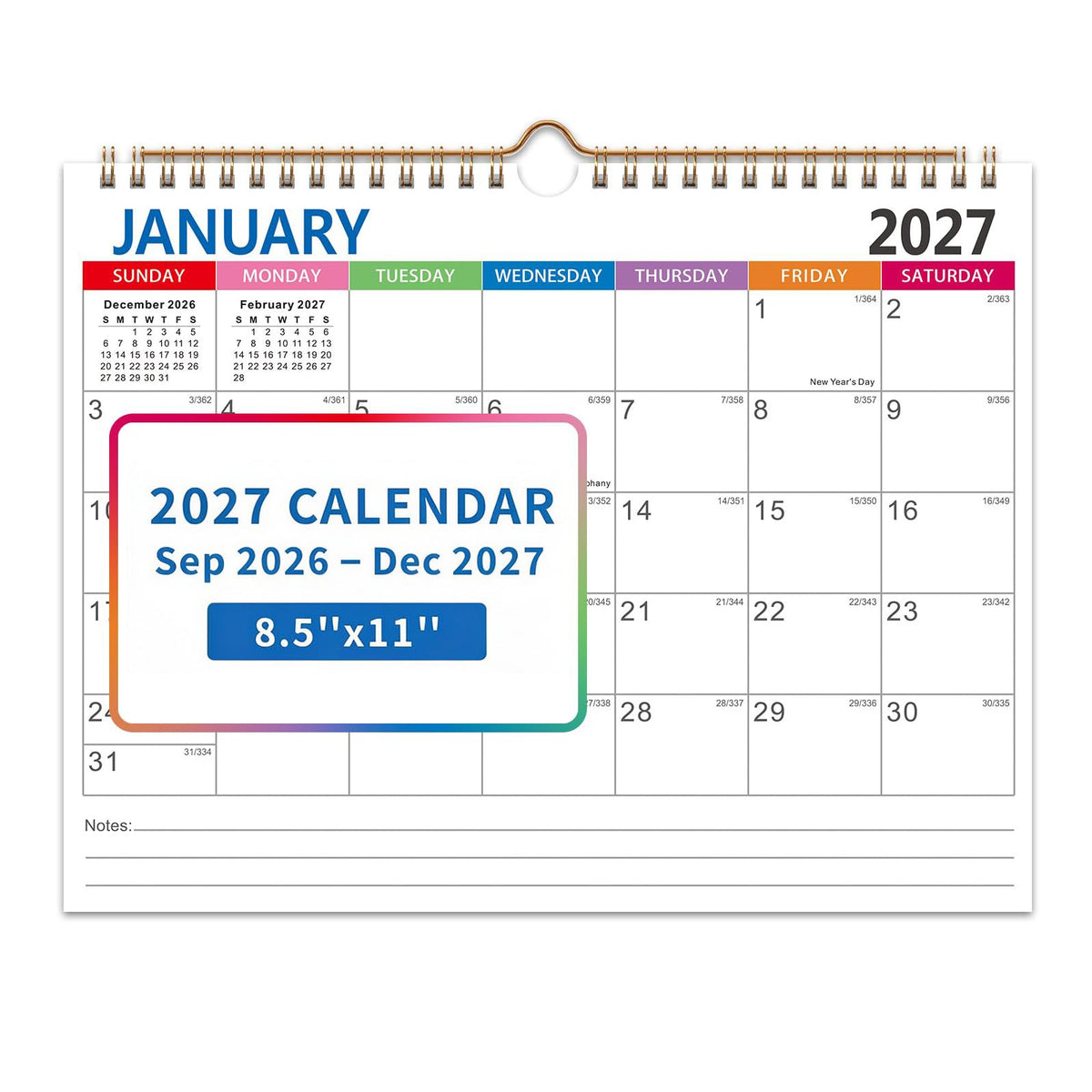 Comix 2026-2027 Wall Calendar, 18 Month Planner for Home Office Classroom