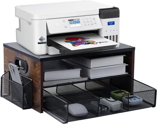 Printer Stand,Desktop Printer Stand with 2-Tier Storage Shelves