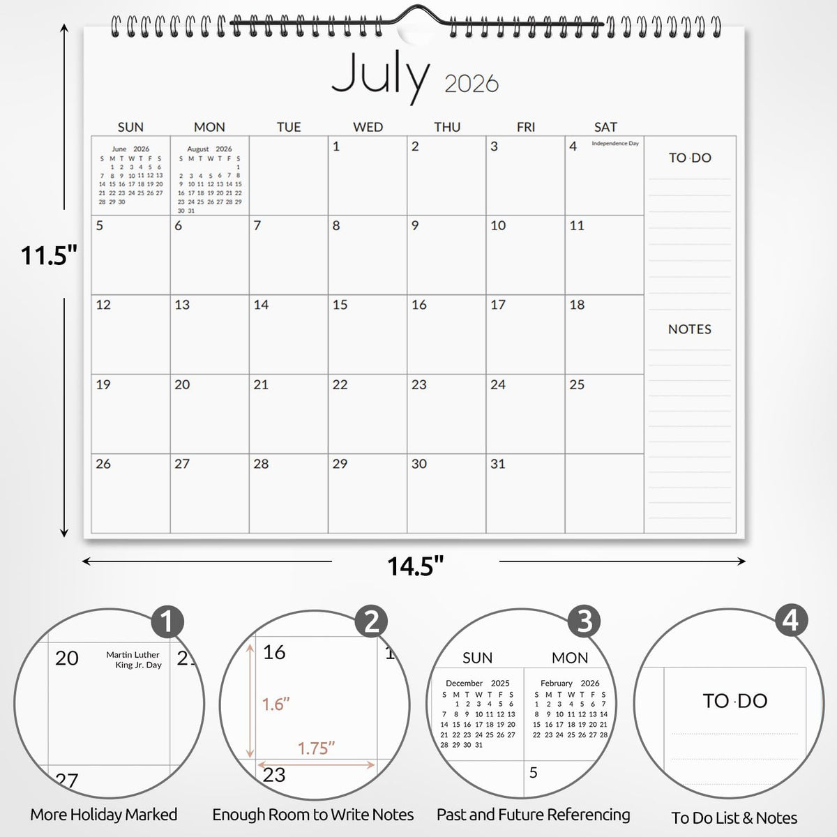 SKYDUE Wall Calendar 2026-2027, Apr. 2026 to Dec. 2027, 21 Months 2026-2027 Wall Calendar with Planner Stickers, 14.5" x 11", Black