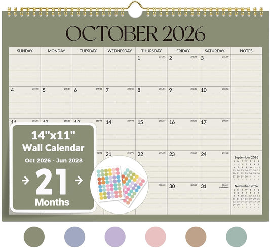 Forvencer 2027 Wall Calendar, 21-Month (Oct 2026 - Jun 2028), 14.7" x 11.5"