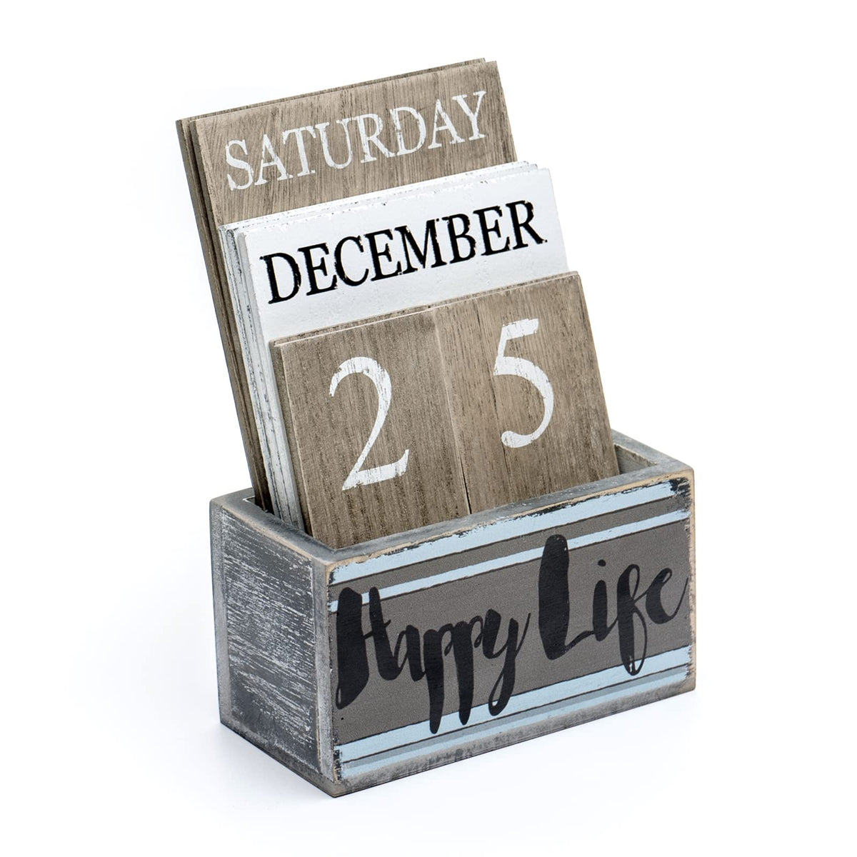 Notakia Perpetual Calendar Wooden Blocks Vintage Wood Block Calendar for Home Office Desk Accessories Week Month Date Display (Pink Calendar)