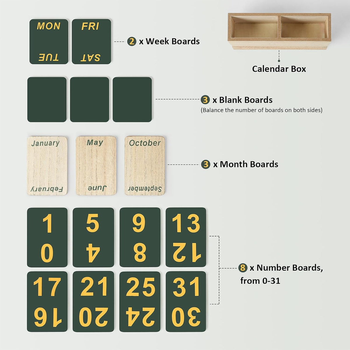 Wooden Block Perpetual Calendar for Desk, Daily Desktop Standing Flip Calendar with Large Display, Modern Farmhouse Aesthetic Desk Accessory for Home Office Decor, Reusable Yearly, Wood Grain