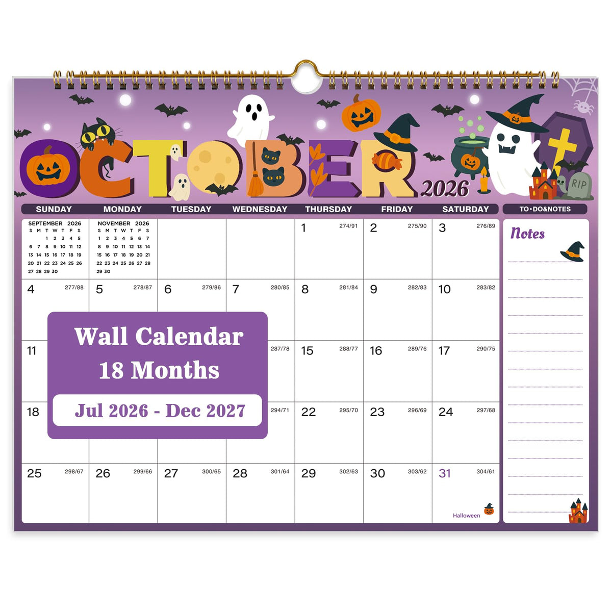 2026-2027 Wall Calendar, 18 Month, July 2026-Dec 2027, 14.8"x11.5"