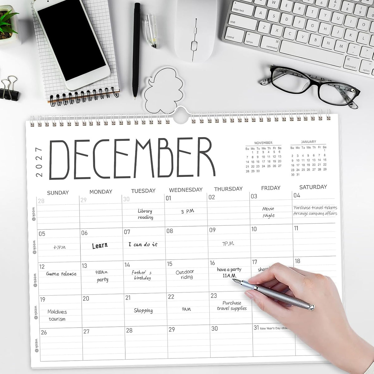 GuassLee 2027 wall calendar 12 month, Jan 2027-Dec 2027, 14"x11"