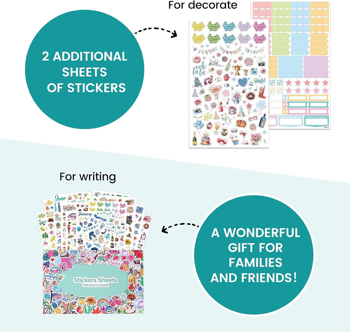 Planner Stickers - Calendar Stickers, 14 Sheets, 1500+ Sticker Per Pack