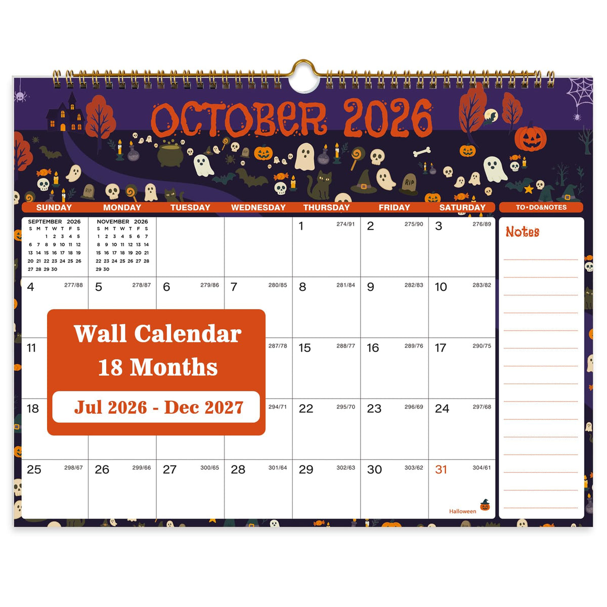2026-2027 Wall Calendar, 18 Month, July 2026-Dec 2027, 14.8"x11.5"